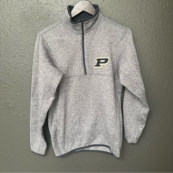 ANTIGUA PURDUE BOILERMAKERS MENS GREY FORTUNE LONG SLEEVE 1/4 ZIP PULLOVER - Picture 2 of 12